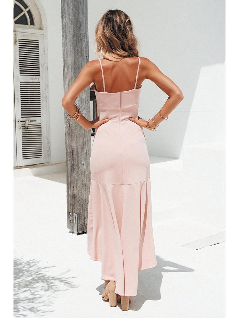 Summer Sexy Ruffle Irregular Backless Women's Suspender Dress