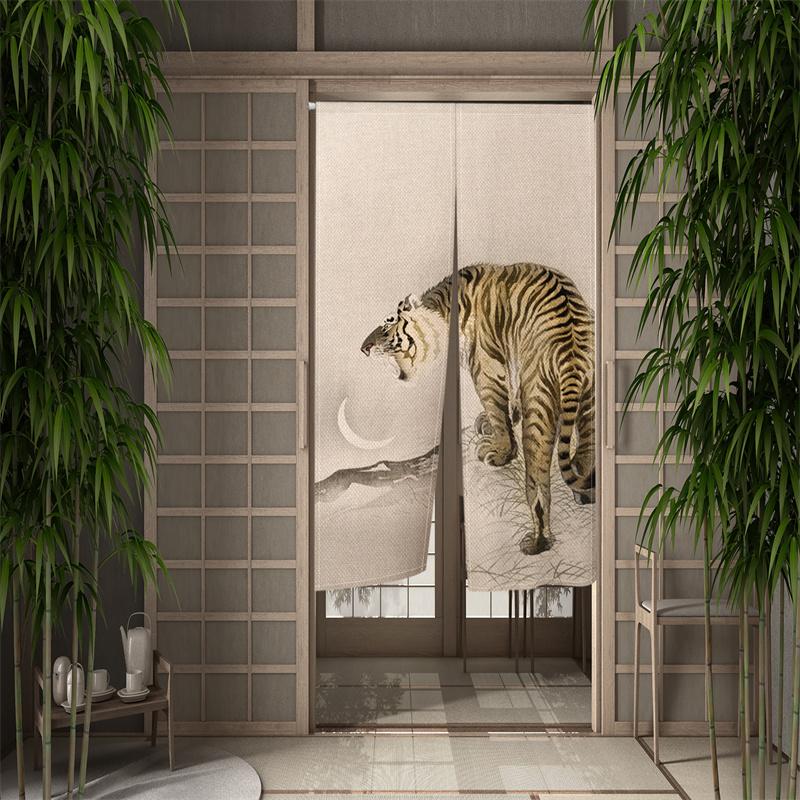 Japanischer Stil Türvorhang Panel Traditionelles Chinesisches Drachen Eule Tiger Gemälde Tür Tapisserie Raumteiler Vorhänge Für Küche