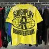 Skateboard Skeleton Print Hot Stamping, Water Washing, Hole Breaking, Making Old Short Sleeved T-shirt for Men and Women