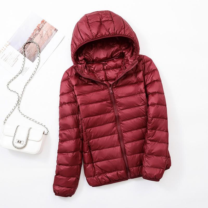 Womens Short Lightweight Down Jacket White Duck Warm Slim Fit Hooded Coat Casual Style