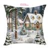 Christmas Snowy Village Pillowcase: 2D Flat Printed For Festive Charm! Sofa Cushion Cover, New Year Home Decoration