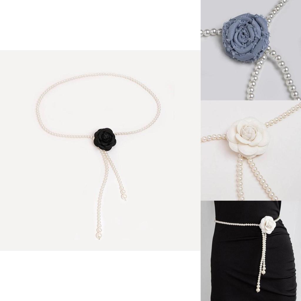 Perlenblumen-Taillenkette für Damen Elegantes Hanfu-Kleid Accessoire Sommer Mode Schmuck