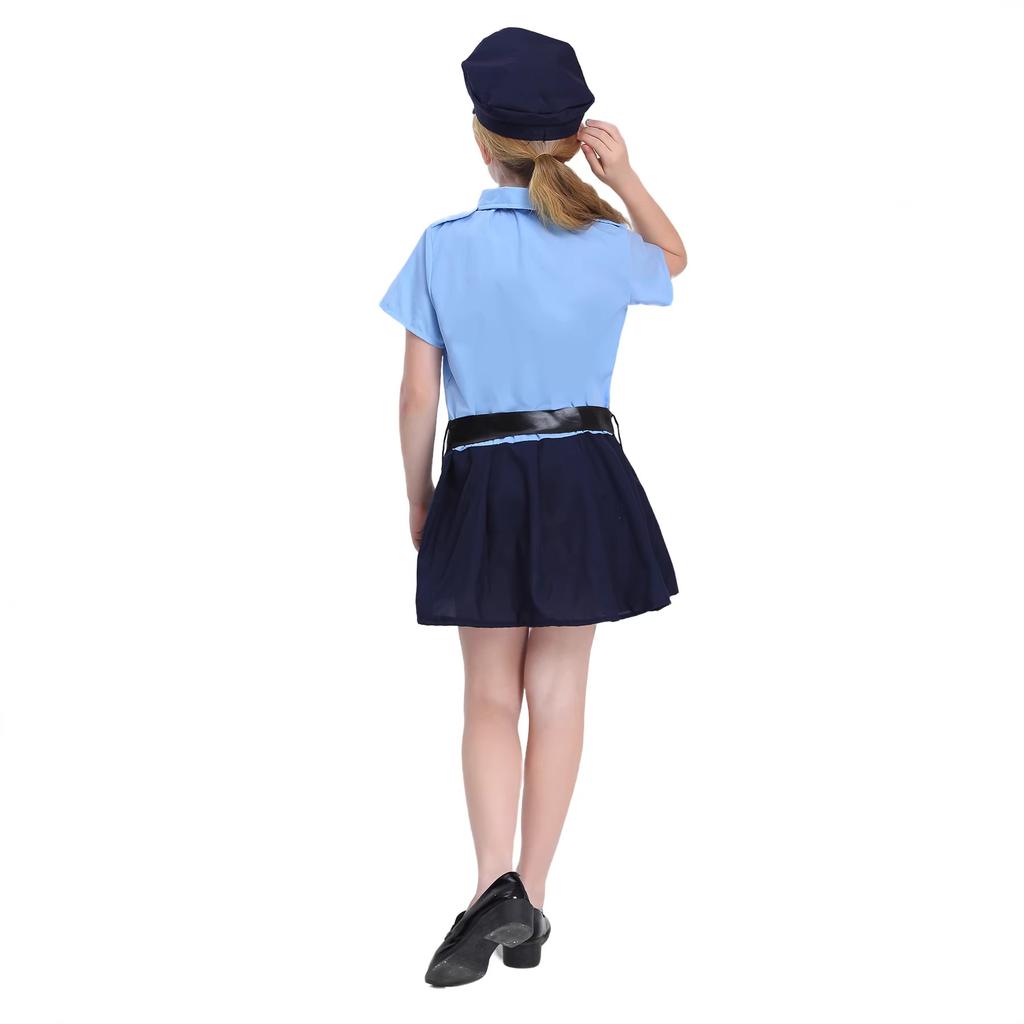 Kids Police Costume Role Play Set for Girls Halloween Performance Outfits
