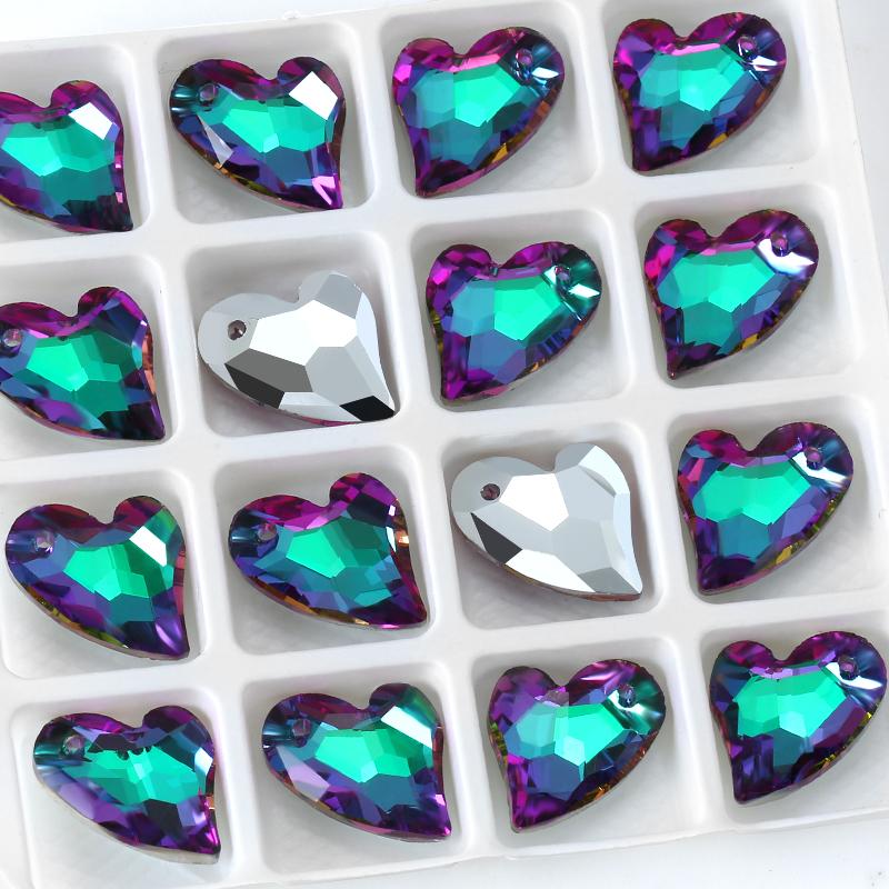 17mm Austria 6261 Devoted 2 U Heart Pendant Loose Rhinestone Charms Beads for Jewelry Making Bracelet Necklace Earrings DIY
