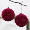 Flocked Velvet Christmas Ball Set - Embossed Decorative Tree Ornaments