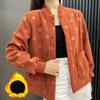 Casual Versatile Autumn Winter Mom's Fleece Lined Thickened Cotton Coat Middle Aged and Elderly Baseball Style Jacket