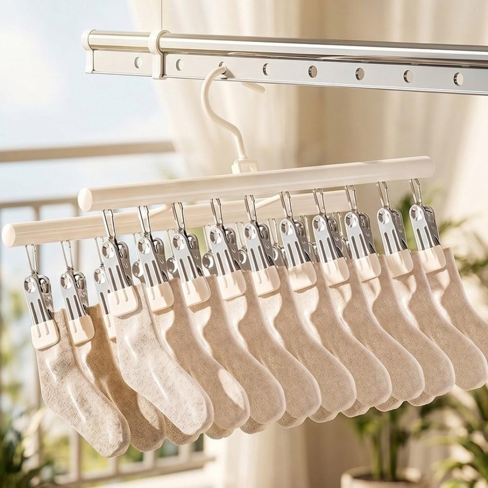 Double Row Underwear Drying Rack Windproof Clothes Hanger New Sock Drying Rack Home Laundry