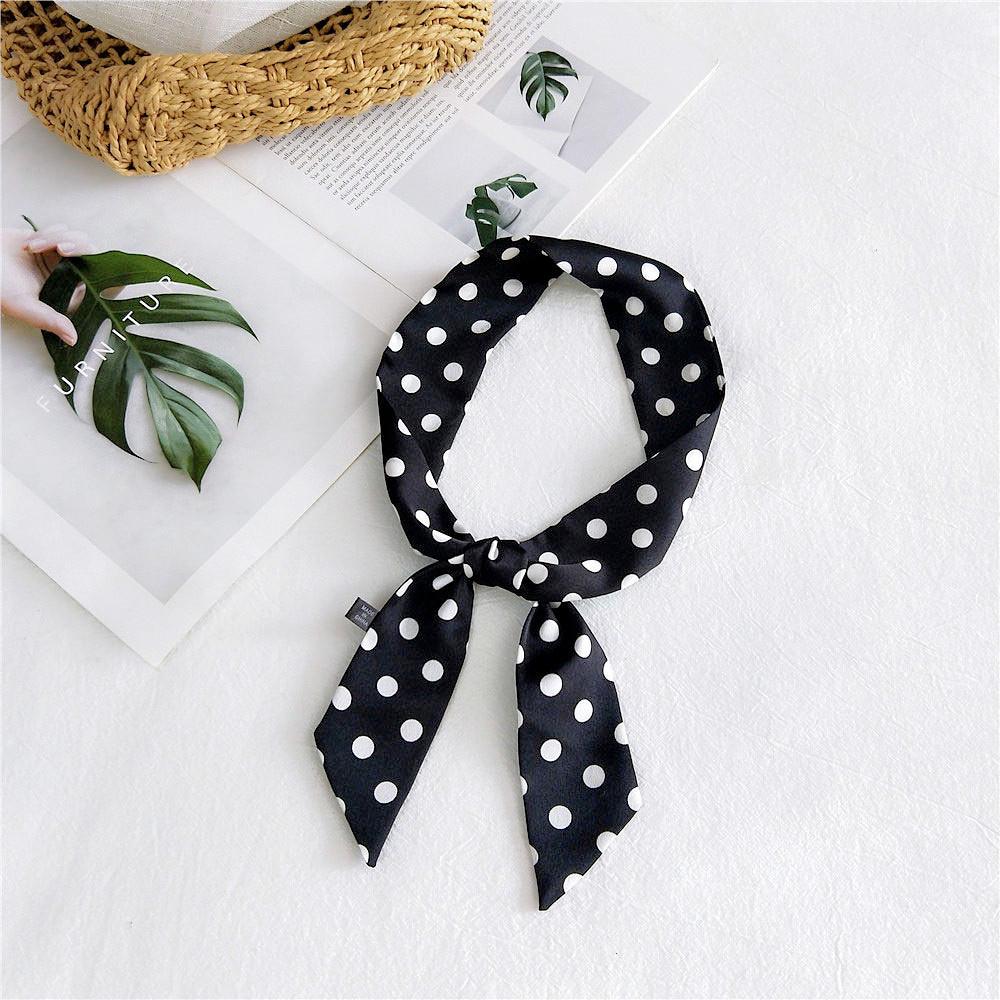 New Polka Dot Small Scarves Women'S Spring Styles Fashionable And Versatile Autumn And Winter Long Bags Wrist Scarves Decoration