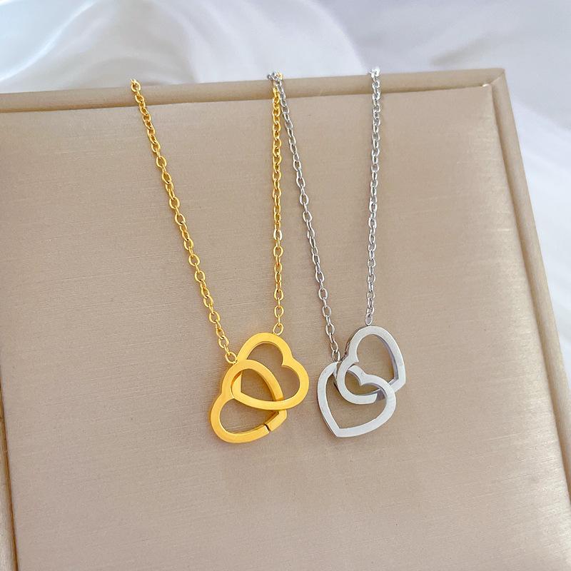 Heart To Heart Personality Minimalist Wind Furnace Real Gold Necklace Female Clavicle Chain