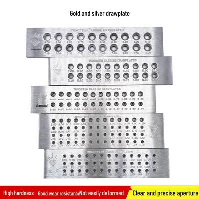Placa Profissional Escovada Dourada e Prateada para Processamento de Joias: Trefilação de Fio de Duas, Três e Quatro Fileiras com Design de Diamante.
