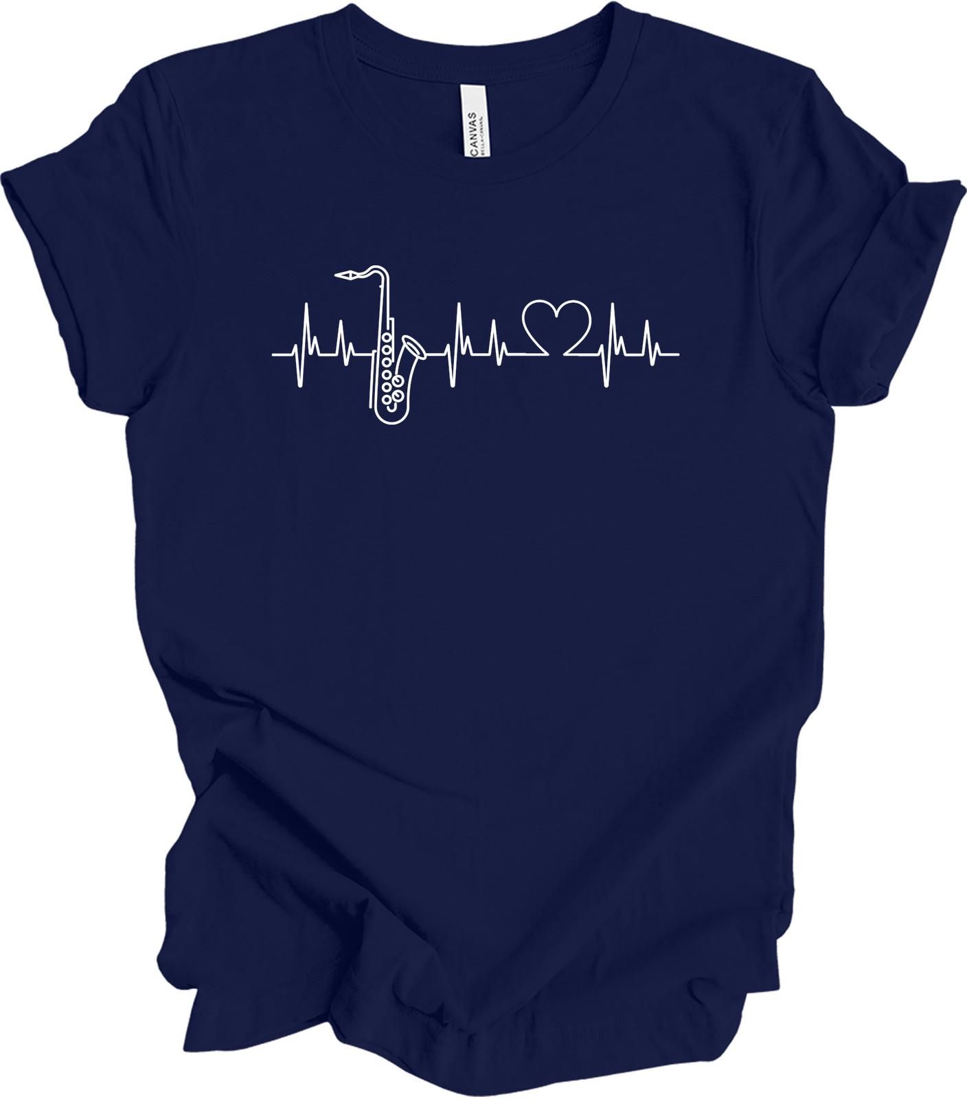 Saxophone Heartbeat T-Shirt | Jazz Music Lover Gift S