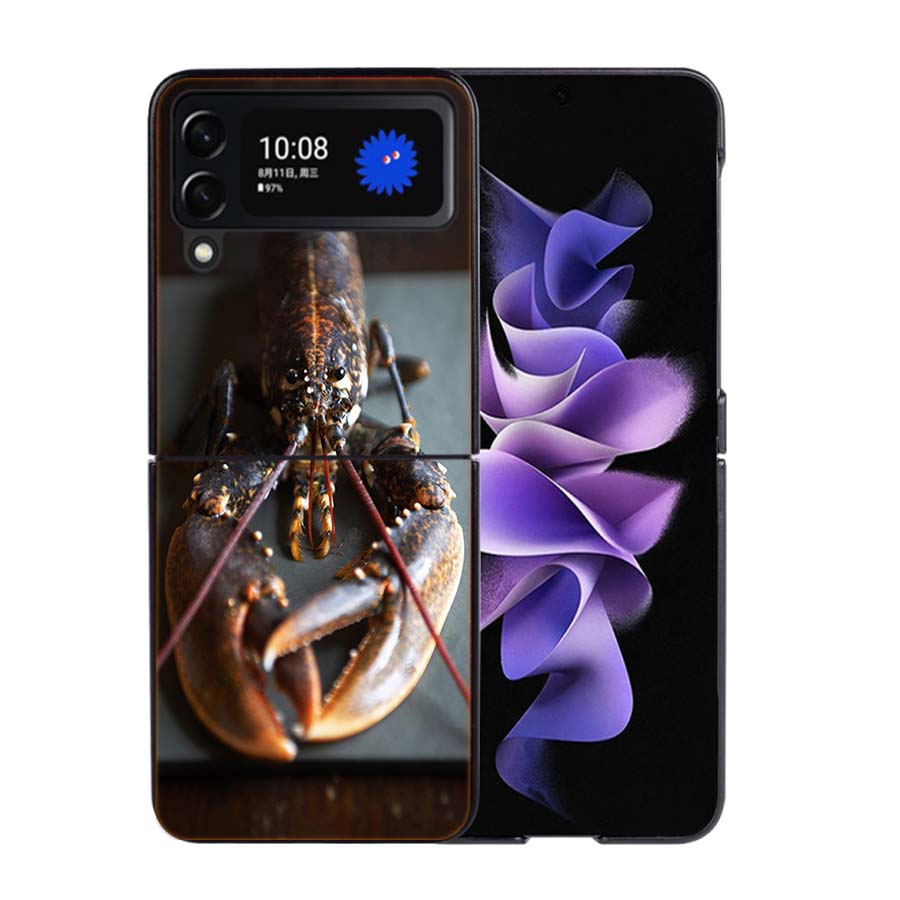 Live Lobster Phone Case For Samsung Z Flip 7 6 5G Galaxy Z Flip4 Z Flip5 Z Flip3 Coque Black Hard PC Shell Protective Cover