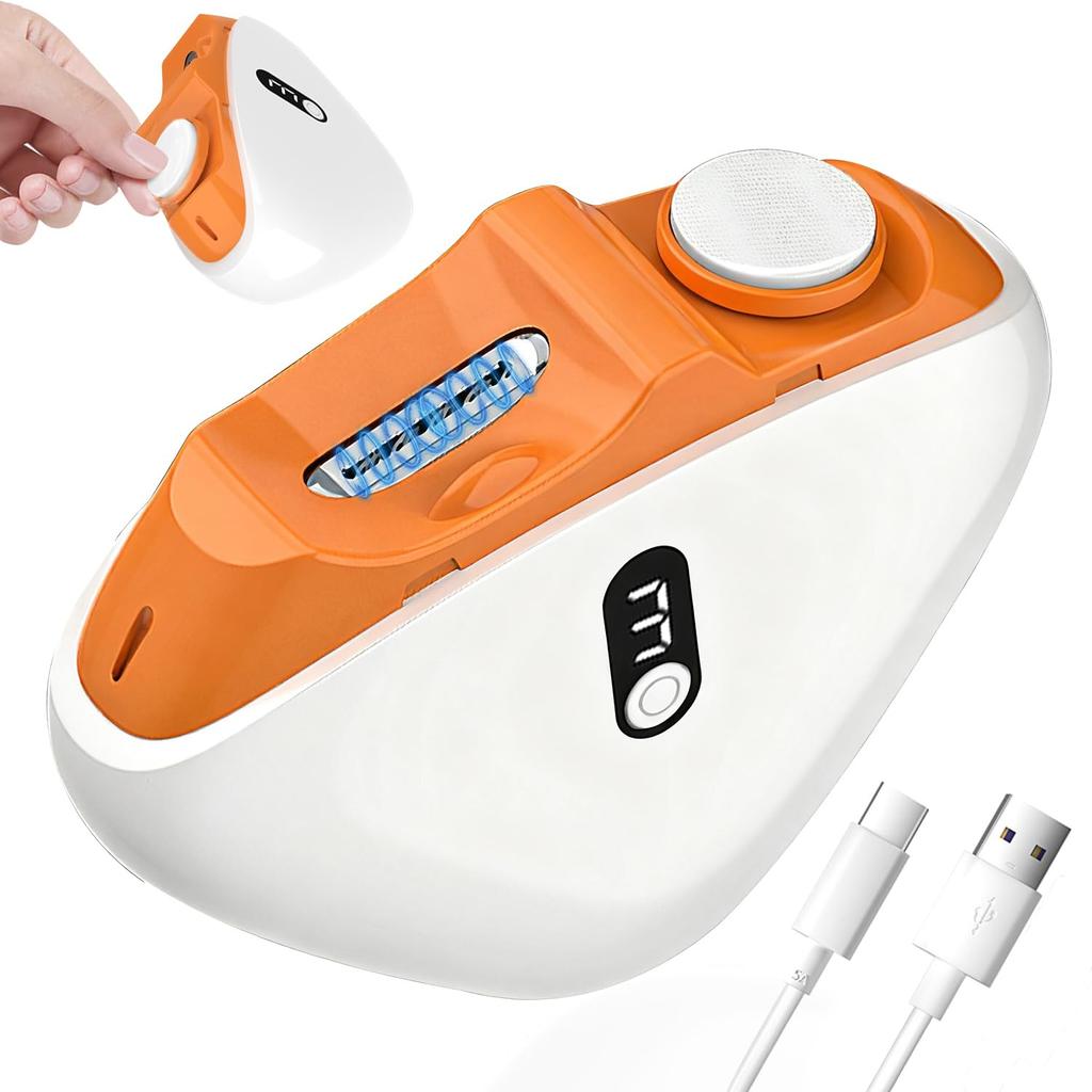 Automatic Nail File Rechargeable Usb Rechargeable Nail Clipper Led Nail Clipper Orange For Home Use Travel  Nails