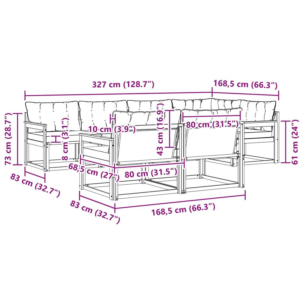 Outdoor Sofa Set with Cushions 7 pcs Natural and Cream