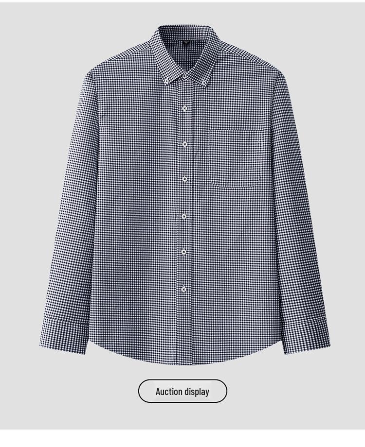 Men's Pure Cotton Plaid Long-Sleeve Shirt - Skin-Friendly, Casual, Spring & Autumn