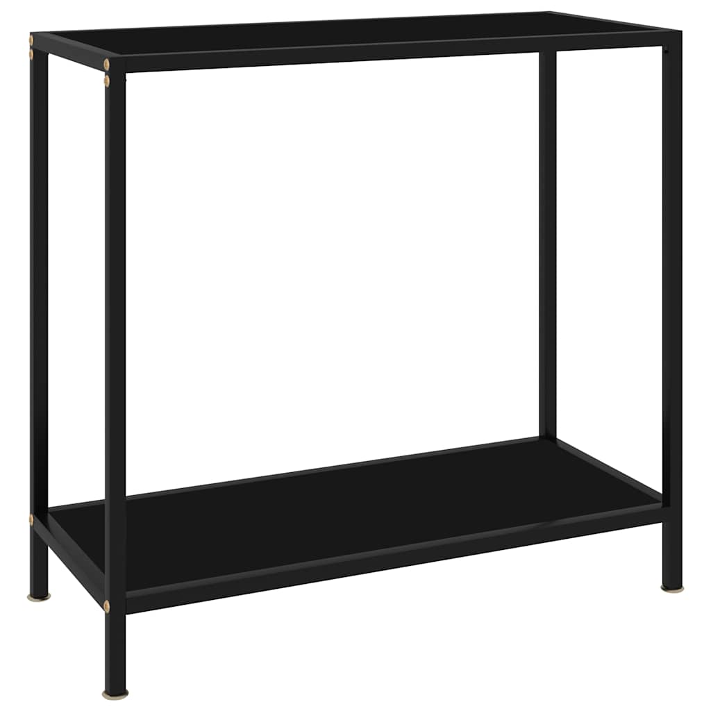 Console Table Black 80 X 35 X 75 Cm Tempered Glass