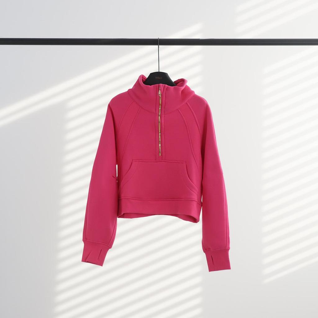 Lulu Scuba Stand Collar Half-Zip Loose Fleece Yoga Sports Hoodie