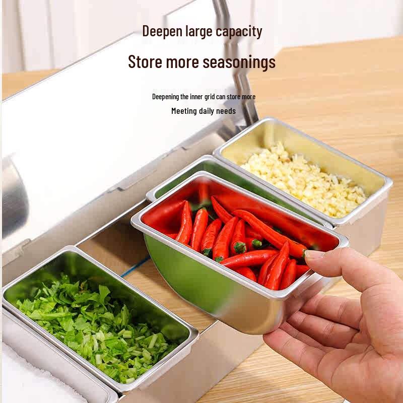 Stainless Steel Multi-Compartment Seasoning Box