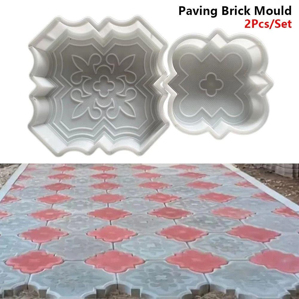 2Pcs/Set Plastic Paving Brick Mould Big Small Flowers Walkway Brick Mold For Lawn Patio Yard Garden