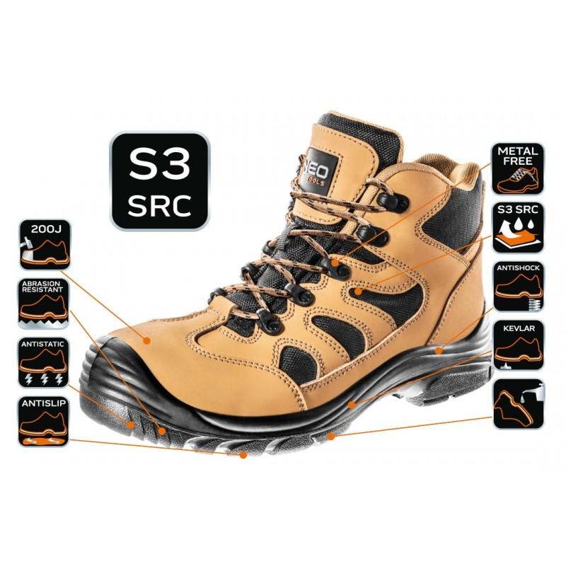 S3 Src Work Ankle Shoes, Nubuck, Metal Free Size 45 - T N82-126