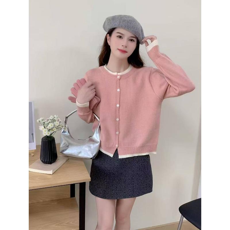 Fake Two-piece Knitted Cardigan Women's Autumn and Winter New Small Short Bottom Thin Sweater Jacket Women