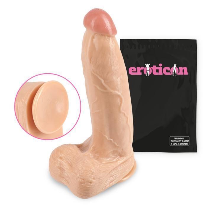 Gode - Eroticon - Witte - XXL - PVC sans danger - Ventouse