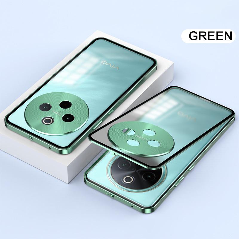 Elastic Snap Magnetic Metal Bumper Frame Case for Vivo Y300 Pro 5G 6.77" Clear Frosted PC Camera Lens Protector Back Cover