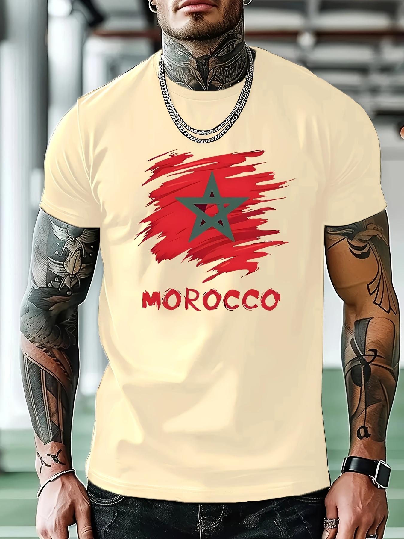 Morocco-Inspired T-shirt - Bold Red Star Graphic L