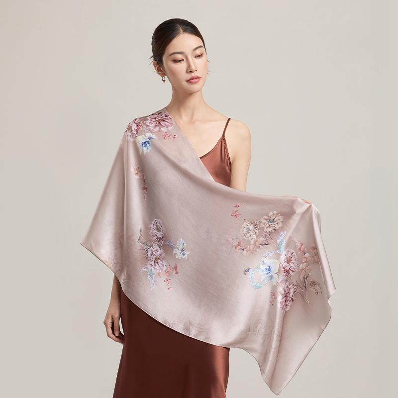 100% Silk Scarf Women Print Hangzhou Handkerchief Pure Silk Neckscarves Luxury Bufandas Silk Shawl   Long Scarf
