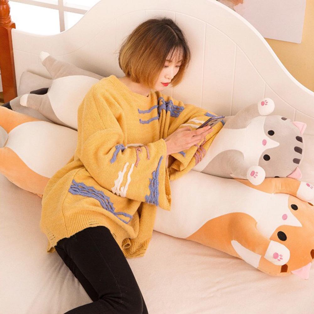 Cute Cartoon Cat Shaped Doll Toy Plush Toy Sleeping Long Throw Pillow Decorative Gift