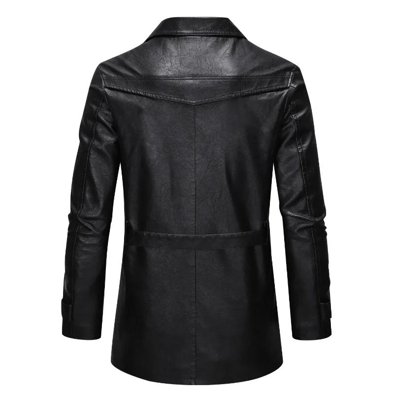 Cappotti in Pelle da Uomo alla Moda Uomo Casual da Affari Trench in Ecopelle Giubbotti Lunghi in Pelle di Qualità da Motociclista
