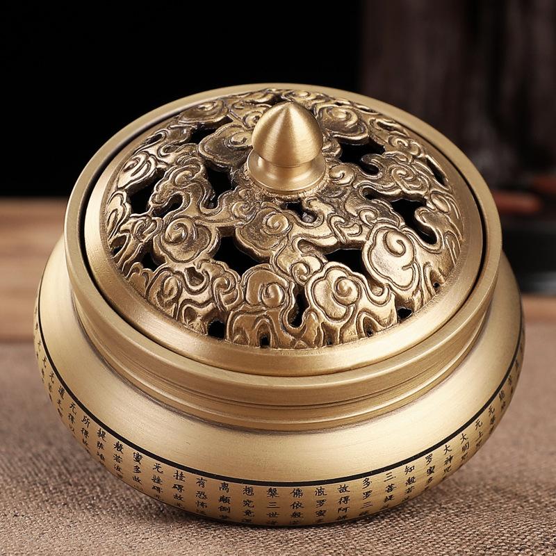 Copper-style Antique-style Household All-brass Incense Burner Ornament Coil Incense Three-legged Pure Brass Aroma Diffuser Base