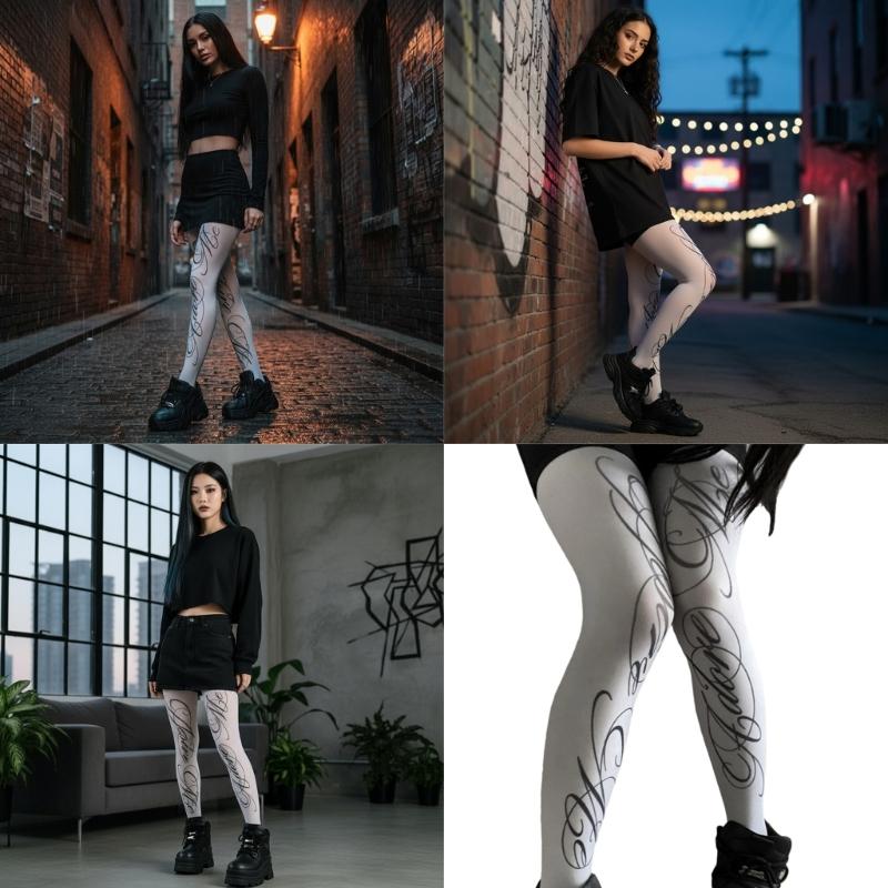 Opaque Footed Tights High Waist Pantyhose Control Top Tights Thigh High Stockings Printed Silk Stockings for Womens