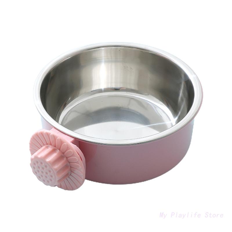 Pet Feeding Bowl Hanging Non-Slip Cats Dogs Food Bowls Stainless Steel Puppy Water Feeder Can Be Fixed On The Cage Pets Supplies