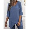Camicia in Cotone e Lino Stile Bohémien Vestibilità Larga con Design Irregolare per Abbigliamento Casual Primaverile