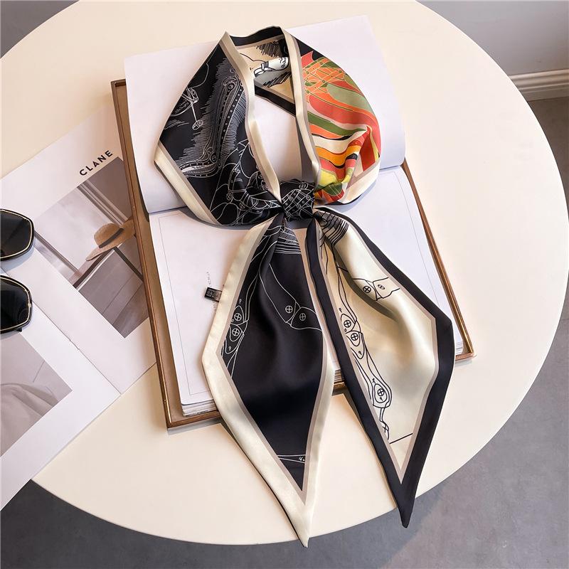 Fashion Headbands Silk Neck Scarves For Women Long Hairband Print Bag Scarfs Neckerchief Hair Ribbons Tie Scarf Ladies 14x145cm