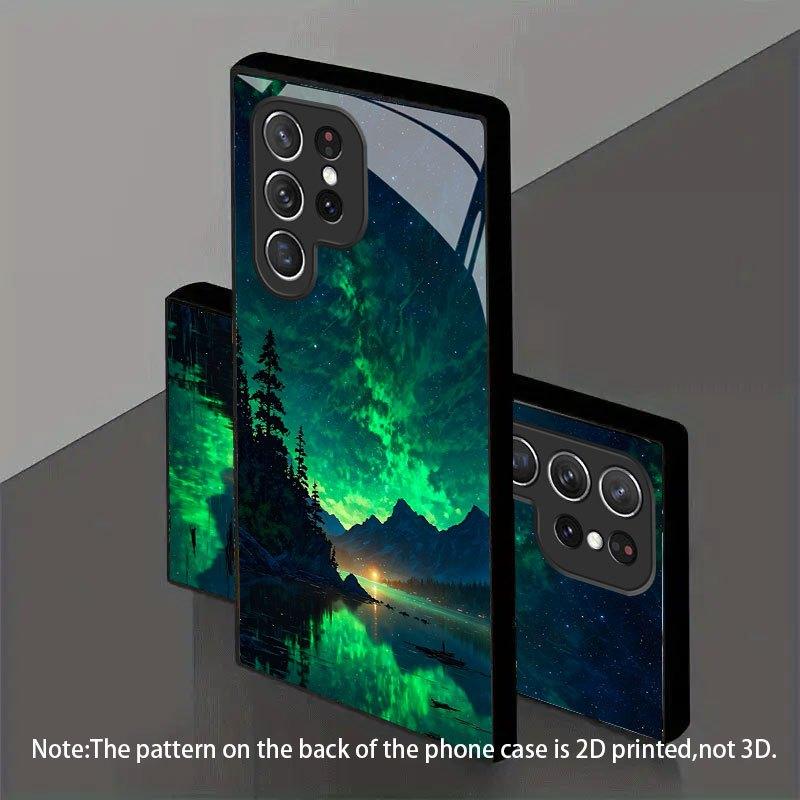 Green Aurora Pattern Tempered Glass Phone Case for Samsung Galaxy S26 S25 S24 S23 S22 S20 fe plus Ultra Anti Drop