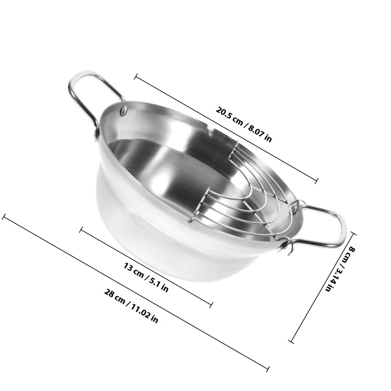 1 pc Japanese Style Tempura Mini Induction Non-Stick Frying Pan Drainer Deep Fryer Pot Portable Stainless Steel Kitchen Tool серебряный