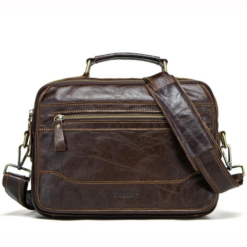 Casual Men s Shoulder Bag Top Layer Cowhide European American Trend Crossbody 30x10x22