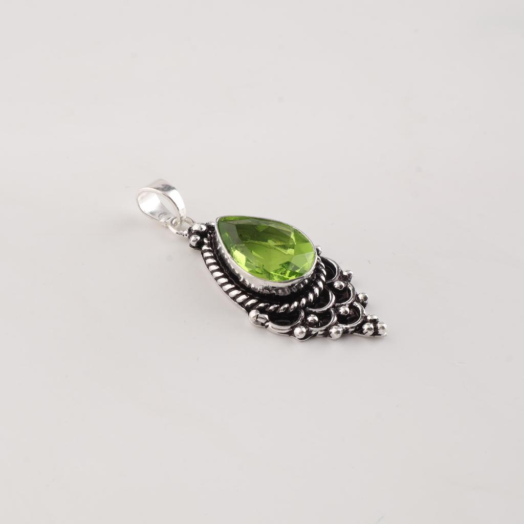 Peridot Gemstone 925 Stamped Silver Designer Handmade Pretty Pendant 1.5" Gift For Women PP-70-14