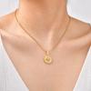 Retro Women'S Necklace, Stainless Steel Zircon Octagram Round Brand Pendant Necklace, Jewelry 2336