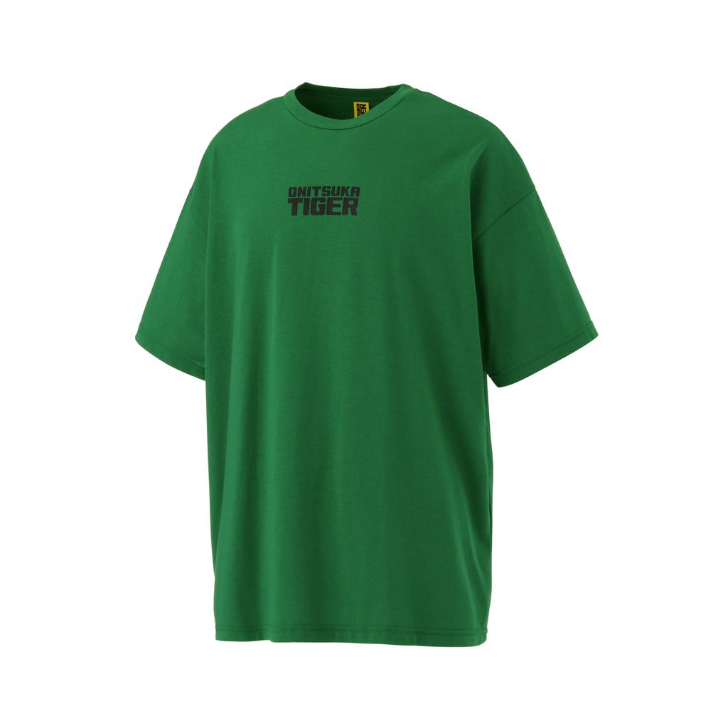 ONITSUKA TIGER Oversized Tee With Brand Logo Letter Print Casual Round Neck Solid Color Short Sleeve T-Shirt Unisex Tops Green 2183B280-300