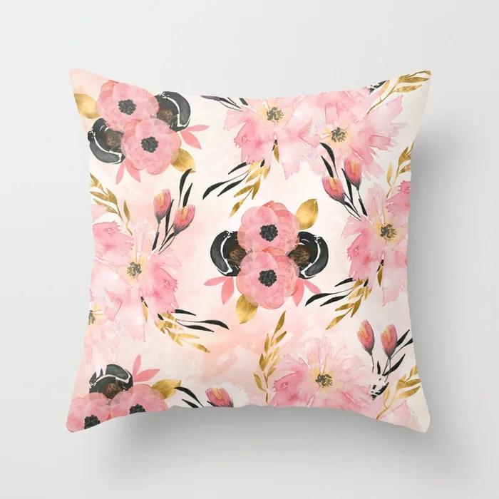 Kissenbezug Heimdeko Sofa Rote Blume Quadratische Dekoration