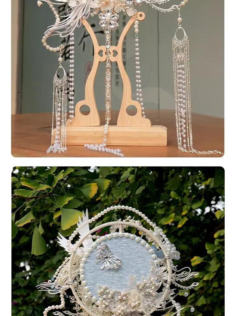 DIY Xiuhe Bridal Round Fan Kit: Flowing Light Ancient Style Wedding Accessory