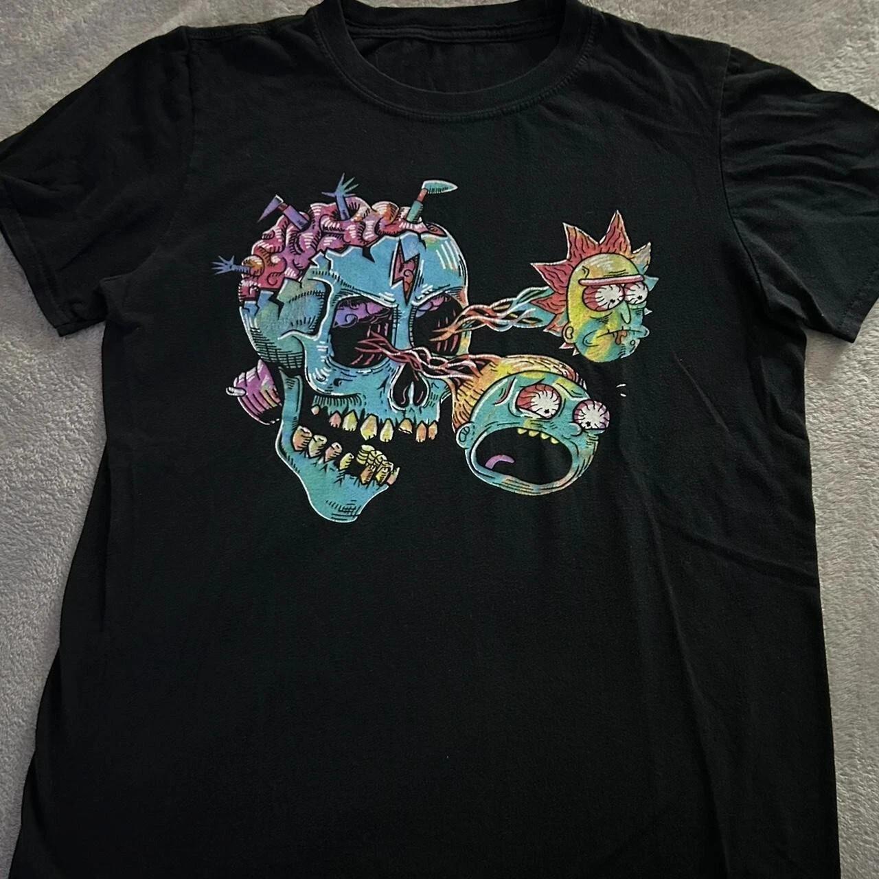 Rick and Morty black and multicoloured T-shirt Cotton All Size S-5XL S разноцветный