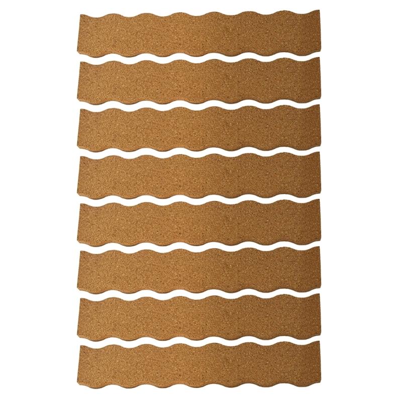8Pcs Self Adhesive Corkboards for Wall, Long Cork Board Strips Frameless Cork Board Strips for Kitchen Office Display