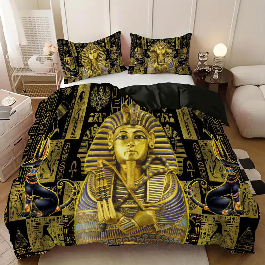 Duvet Cover Set Of New Egyptian Murals 3D Digital Printing Three-Piece Set