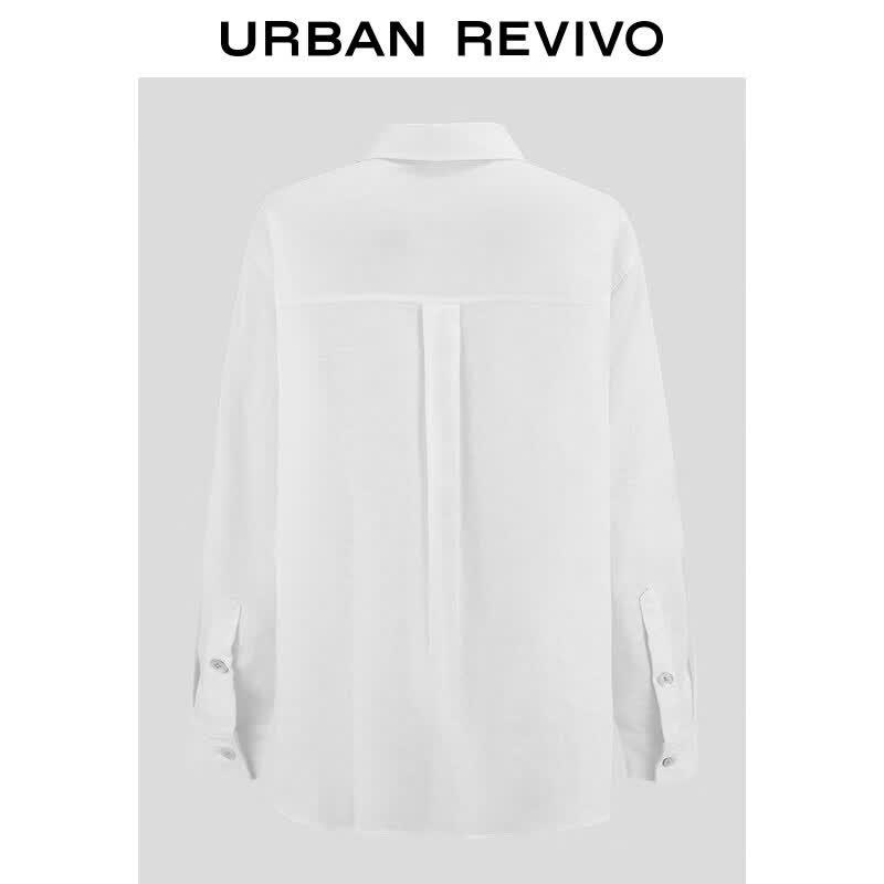 UR Women's Cotton Linen Long Sleeve Lapel Shirt