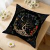 1Pc Mystical Tree Of Life Cushion Cover Black Floral Moon Print Pillowcase For Sofa Bed Decorative Throw Case Home Living Room