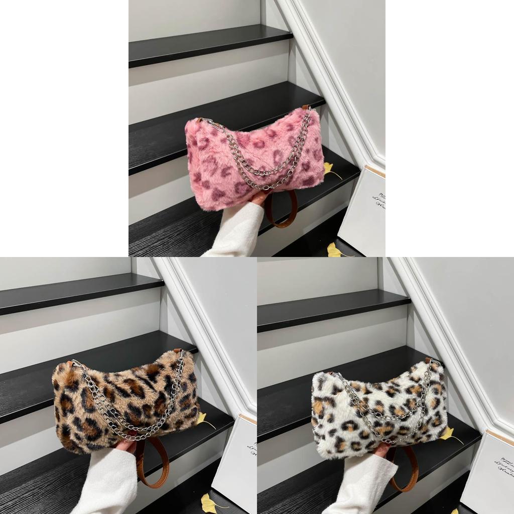 Street Style Leopard Print Chain Bag With Polyester Material For Daily Use
